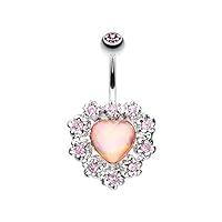 WildKlass Jewelry Sparkle Heart Flower 316L Surgical Steel Belly Button Ring