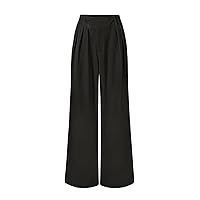 MEROKEETY Women's Wide Leg Pants High Waist Long Straight Work Business Casual Trousers with Pockets
