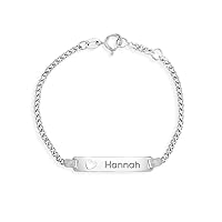 925 Sterling Silver Traditional Tag ID Open Heart Bracelet for Toddlers and Little Girls 4.5