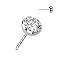 G23 Titanium Replacement Threadless Push In Bezel Set CZ Tops For Any Threadless Press Fit Body Piercing Jewelry