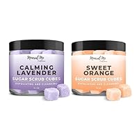 Exfoliating Body Scrub, 12oz LAVENDER Sugar scrub cubes w/Mango Butter & Shea butter, Body Scrub Exfoliator - 12oz SWEET ORANGE Sugar scrub cubes - Hydrating & Moisturizing - For all body exfoliation