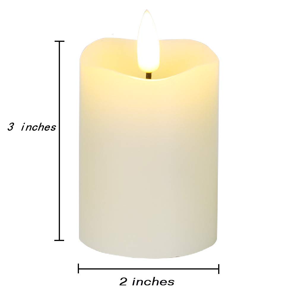 Eywamage Timer Flameless Votive Candles 2 inch x 3 inch , Flickering Small LED Pillar Candles Batteries Included, Ivory Christmas Home Decor 6 Pack with 5 hours timer