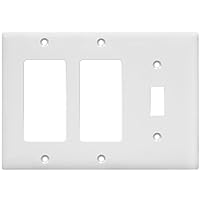 ENERLITES Combination Single Toggle/Double Decorator Rocker Outlet Wall Plate, Standard Size 3-Gang Light Switch Cover (4.5