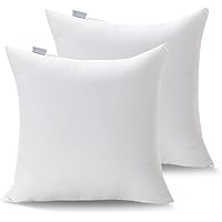 Decorative Throw Pillow Inserts for Sofa, Bed, Couch and Chair, Square Euro Sham Form Stuffer with Premium Polyester Microfiber, 26X26 Inch, White 2 Count