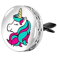 Wild Essentials Unicorn Essential Oil Car Vent Diffuser, Stainless Steel Locket Pendant With 8 Color Refill Pads, Customizable Air Freshener for Aromatherapy