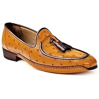 Handmade Men's Fold Sole Shoes Yellow Ostrich Leather