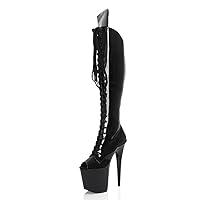 Open Toe 8Inch Exotic Dancer 20cm High Heels Over The Knee Boots Women's Long Boots Sexy Gothic Shoes Strip Pole Dance Cross