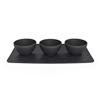 Villeroy & Boch Manufacture Rock 4-Piece Elegant Bowl Set for Dips and Finger Food, Premium Porcelain, Dishwasher Safe