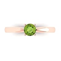 Clara Pucci 0.50 ct Round Cut Solitaire Natural Peridot Engagement Wedding Bridal Promise Anniversary Ring in 18K Rose Gold