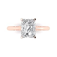 Clara Pucci 2.6 ct Brilliant Radiant Cut Solitaire Moissanite Classic Anniversary Promise Engagement ring Solid 18K Rose Gold for Women