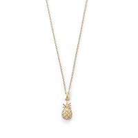 14k Gld Plated 925 Sterling Silver CZ Pineapple Gld Plated Necklace a Spring Ring Closure CZ Measures Jewelry for Women