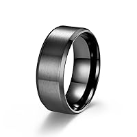 Ahloe Jewelry Titanium Rings for Men Wedding Bands Matte Brushed Stainless Steel Engagement Silver Black Gold Bevel Edge Size 7-13