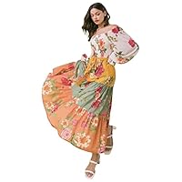 Floral Printed Woven Casual Flowing Dress (Large) (Medium - US 8)