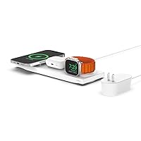 Belkin MagSafe 3-in-1 Wireless Charging Pad - Fast Wireless Charging for Apple Watch, iPhone 15, 14, 13 & 12 Series, & AirPods - Charging Station for Multiple Devices - White