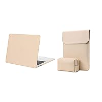 MOSISO Compatible with MacBook Air 13.6 inch Case 2022 2023 Release A2681 M2, Faux Suede Leather Laptop Sleeve with Small Bag&Protective Plastic Hard Shell Case Cover, Apricot
