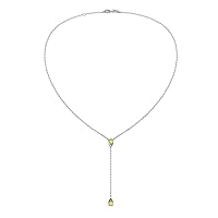 Yellow Diamond (3.50 mm) 0.32 ctw Women Lariat 18 Inches Chain Necklace in 14K Gold.