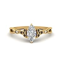 Choose Your Gemstone 14k Yellow Gold Plated Marquise Shape Petite Engagement Ring Everyday Jewelry Handmade Gifts for Wife Celtic Knot Split Diamond CZ Birthstone Ring : US Size 4 to 12