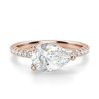 Stone Pear Shaped 2.5 CT Pear Moissanite Engagement Ring Colorless VVS1 10K 14K 18K Rose Gold & S925 Accent Ring Anniversary Promise Wedding Bridal Ring Memorial Gift For Her