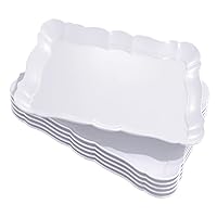 BBG 6 Pack Appetizer Serving Tray, Rectangle White Plastic Serving Platters, 15