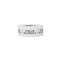No Milk or Milk Products Medical Healthcare Labels 0.5 x 1.5 Inches in Size, 500 Labels on a Roll