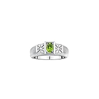 Rylos Men's Classic 14K White Gold Designer Ring: 6X4MM Oval Gemstone & Sparkling Diamond Accent - Birthstone Rings for Men - Available in Sizes 8-13.