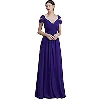 A-Line Princess Off-The-Shoulder Sleeveless Floor-Length Ruched Chiffon Bridesmaid Dresses