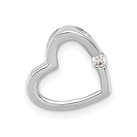 10k White Gold Diamond Love Heart Chain Slide Jewelry for Women