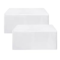 Fitted White Table Clothes - 72 x 30 Inch - 2 Pack Rectangle Table Covers for 6 Foot Tables, Polyester Fabric Tablecloths for Folding Table, Parties, Holiday Dinner, Wedding, Trade Show