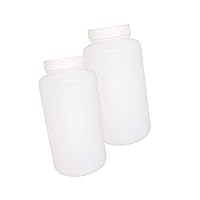 Bettomshin 2Pcs 1000ml PE Plastic(Food Grade) Bottles, Wide Mouth Lab Reagent Bottle Liquid/Solid Sample Seal Sample Storage Container with Graduated