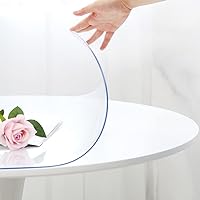 44 Inch Round Table Protector Clear Dining Room Table Cover Runner Circle Vinyl Table Protector Pad Heavy Duty Plastic Desk Mats PVC Tablecloth for Wood Marble Glass Table Waterproof Easy Clean