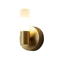 Wall Lamp,Modern Led Wall Sconce, Cylindrical Wall Light Modern Style Copper Bracket Simple Wall Lamp Holder, Suitable for Corridor Living Room Balcony Bedroom - Brass/1W