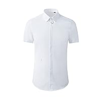 通用 Men's Short Sleeve Shirt Neckline Metal Decoration Business Men's Short Sleeve Shirt