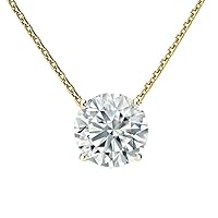 The Diamond Deal 1.00ct (1.00Cttw) Carat Round Brilliant Solitaire Lab-Grown Floating Diamond Solitaire Pendant Necklace For Women Girls infants in 14k Yellow Gold With 18