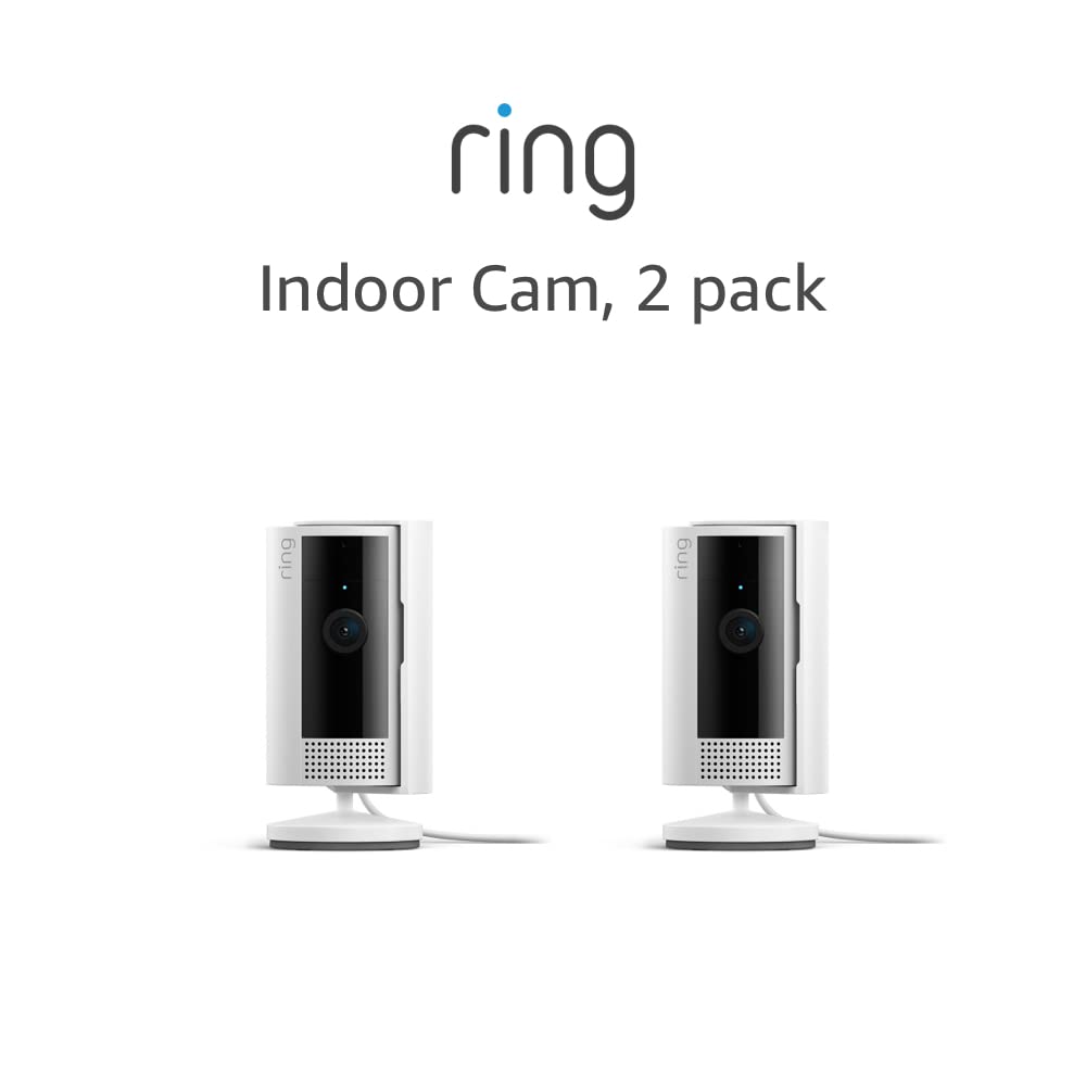 All-new Ring Indoor Cam | 1080p HD Video & Color Night Vision, Two-Way Talk, and Manual Audio & Video Privacy Cover (2023 release) | 2-pack, White