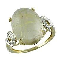 Golden Rutile Quartz Oval Shape 9.98 Carat Natural Earth Mined Gemstone 14K Yellow Gold Ring Unique Jewelry for Women & Men