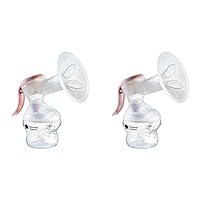 Tommee Tippee Made for Me Single Manual Breast Pump, Strong Suction, Soft Feel, Ergonomic Handle, Portable and Quiet Breastmilk Pump, Baby Bottle Included (Pack of 2)