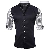Men's Dress Shirt Clothing Blouses Casual Slim Fit Striped Long Sleeve