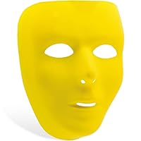 Yellow Plastic Full Face Mask For Adults - 6.25