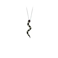 925 Sterling Silver Rhodium Plated Black Lite Brown and Red Crystal Snake Necklace 18 Inch Jewelry for Women