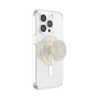 PopSockets Round Phone Grip Compatible with MagSafe, Adapter Ring for MagSafe Included, Phone Holder, Wireless Charging Compatible - Rainbow Glass