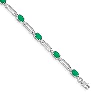 5mm 10k White Gold Diamond and Emerald Bracelet Jewelry Gifts for Women