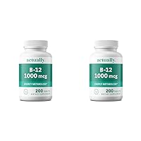 Actually Vitamin B12 1000mcg Tablets 200ct Energy Metabolism for Adults, 200Day Supply, 200 Count (Pack of 2)