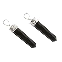Presents Black Agate Pencil Pendant Natural Stone Energized & Charged for Reiki & Crystal Gemstone Combo Pack of 2 by #Aport-5711