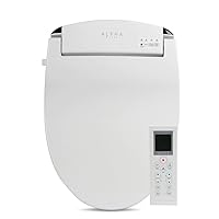 ALPHA BIDET JX Round Bidet Toilet Seat, White, Endless Warm Water, Rear and Front Wash, LED Light, Quiet Operation, Easy Wireless Remote Control, Low Profile Sittable Lid, 3 Year Warranty (Round)