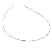 Adabele Authentic Sterling Silver Satellite Beaded Chain Necklace Hypoallergenic Nickel Free Women Cute Dainty Chain Jewelry (16 18 20 22 26 30 Inch)