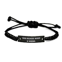 Cute Chess Black Rope Bracelet, Chess Because Murder is Wrong., Present for Friends, Love Gifts from