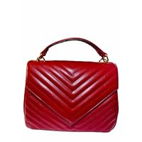Womens Red Chevron Design Satchel Handbag Purse Pocketbook