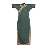 Cheongsam Silk Fragrant Cloud Yarn Peony Jacquard Dress 3605