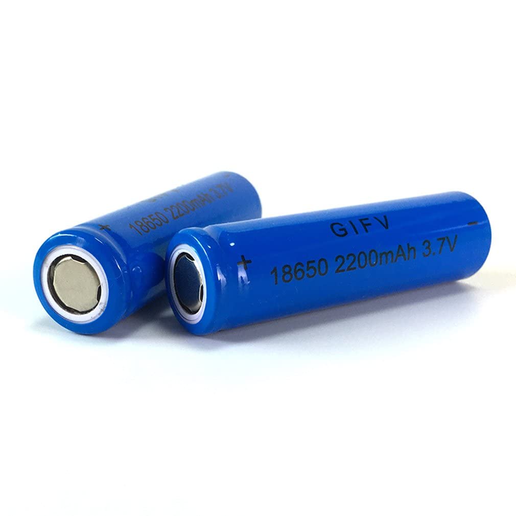 Qsincth Rechargeable Battery, 2200mAh Battery Large Capacity 3.7v Rechargeable Battery Flat Top Batteries Battery for Flashlight, Doorbells, Headlamps, RC Cars etc (2 Pcs)