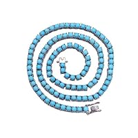 ANGEL SALES 10.00 Ct Round Cut Blue Turquoise 18 Inch Tennis Necklace For Girl's & Women's 14K White Gold Finish
